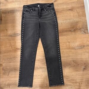 Women's Washed Black Studded Jeans